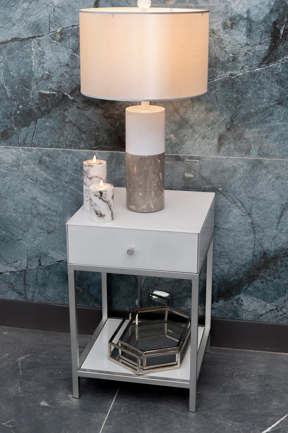 Paris White & Grey Table Lamp