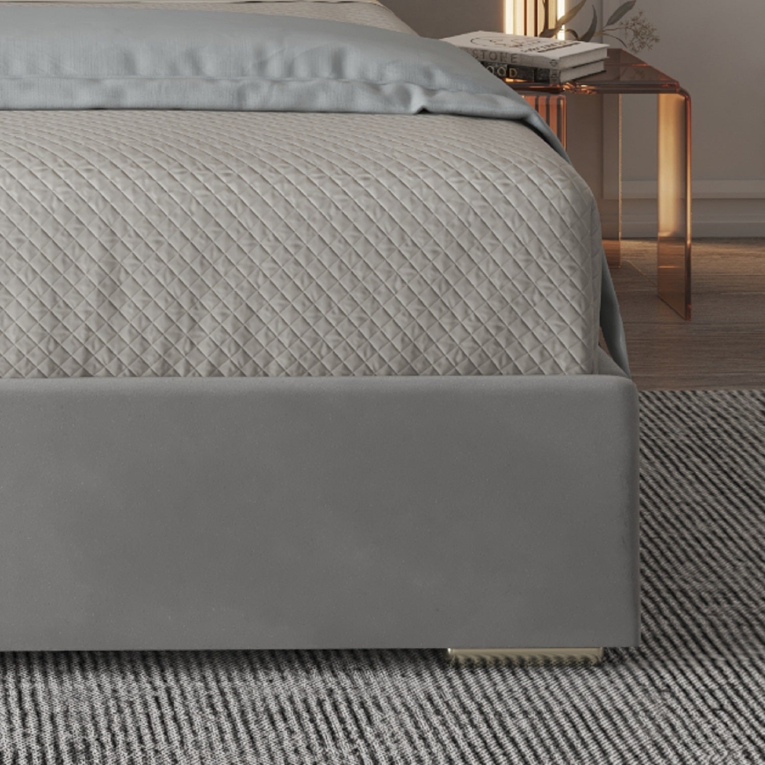 Arabella Upholstered Soft Velvet Metal Bed Frame