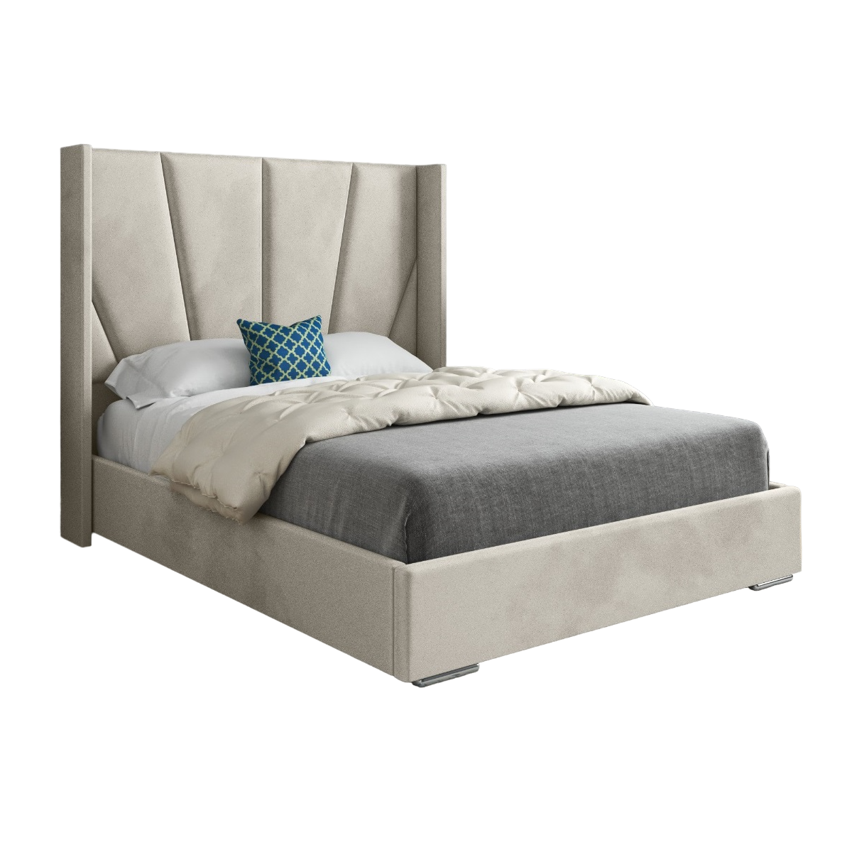 Bellini Wide Curved Winged Upholstered Soft Velvet Bed Frame