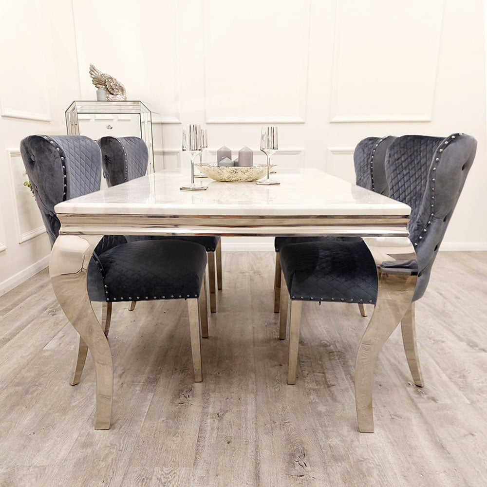 Louis 1.5 Dining Table with 4 Chelsea Shimmer Chairs