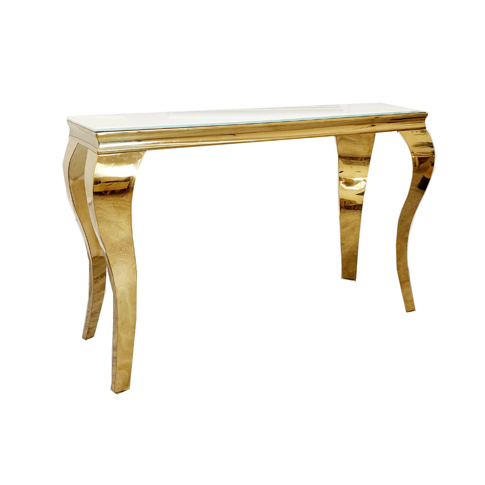 Louis Console Table Gold with Glass Top