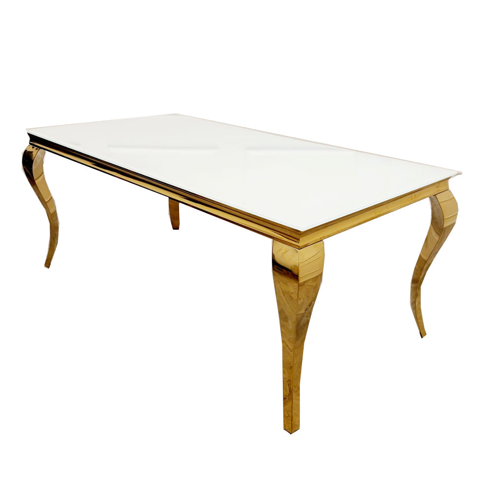 Louis Dining Table Gold with Glass Tops