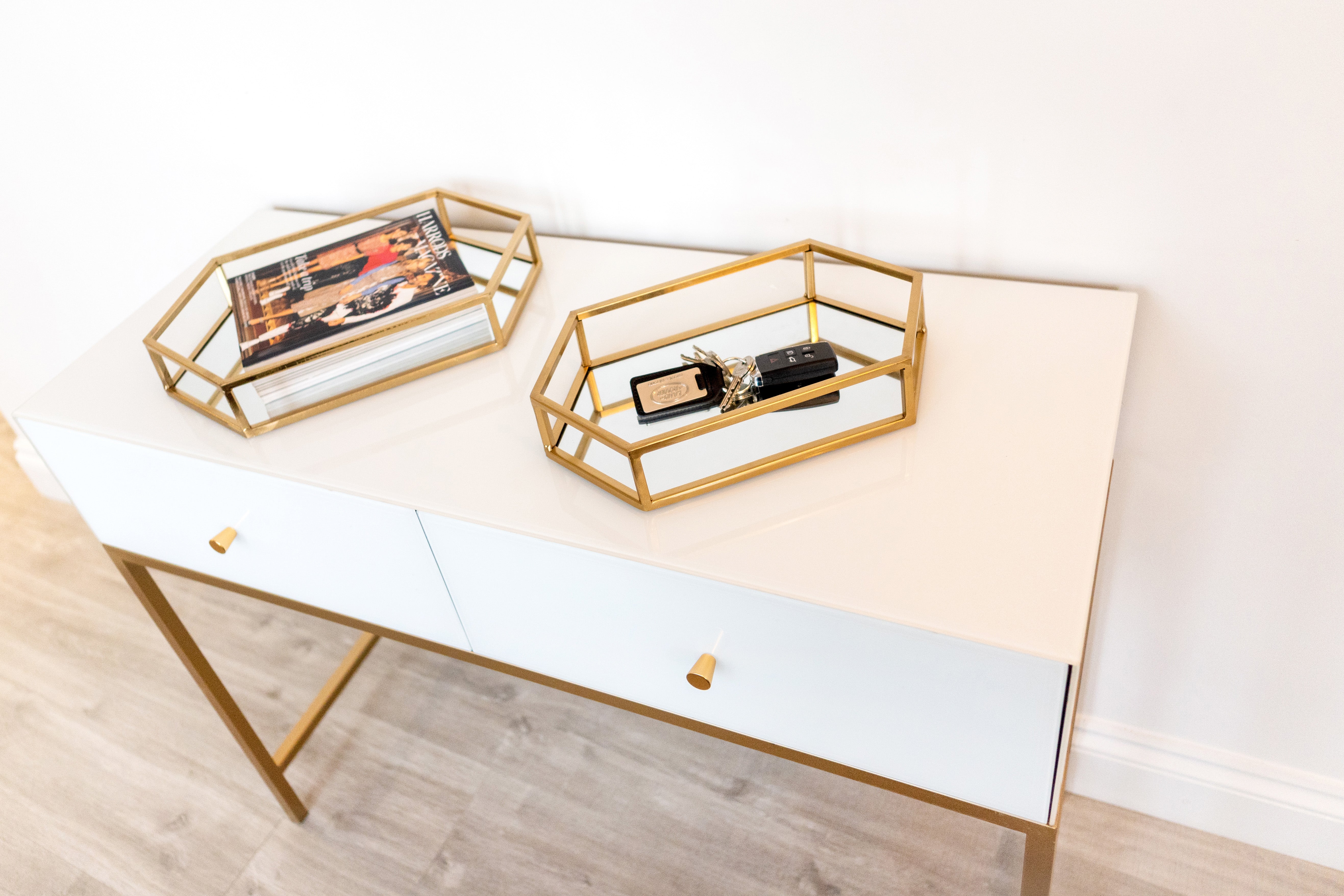 Dubai White & Gold Luxury Console Table