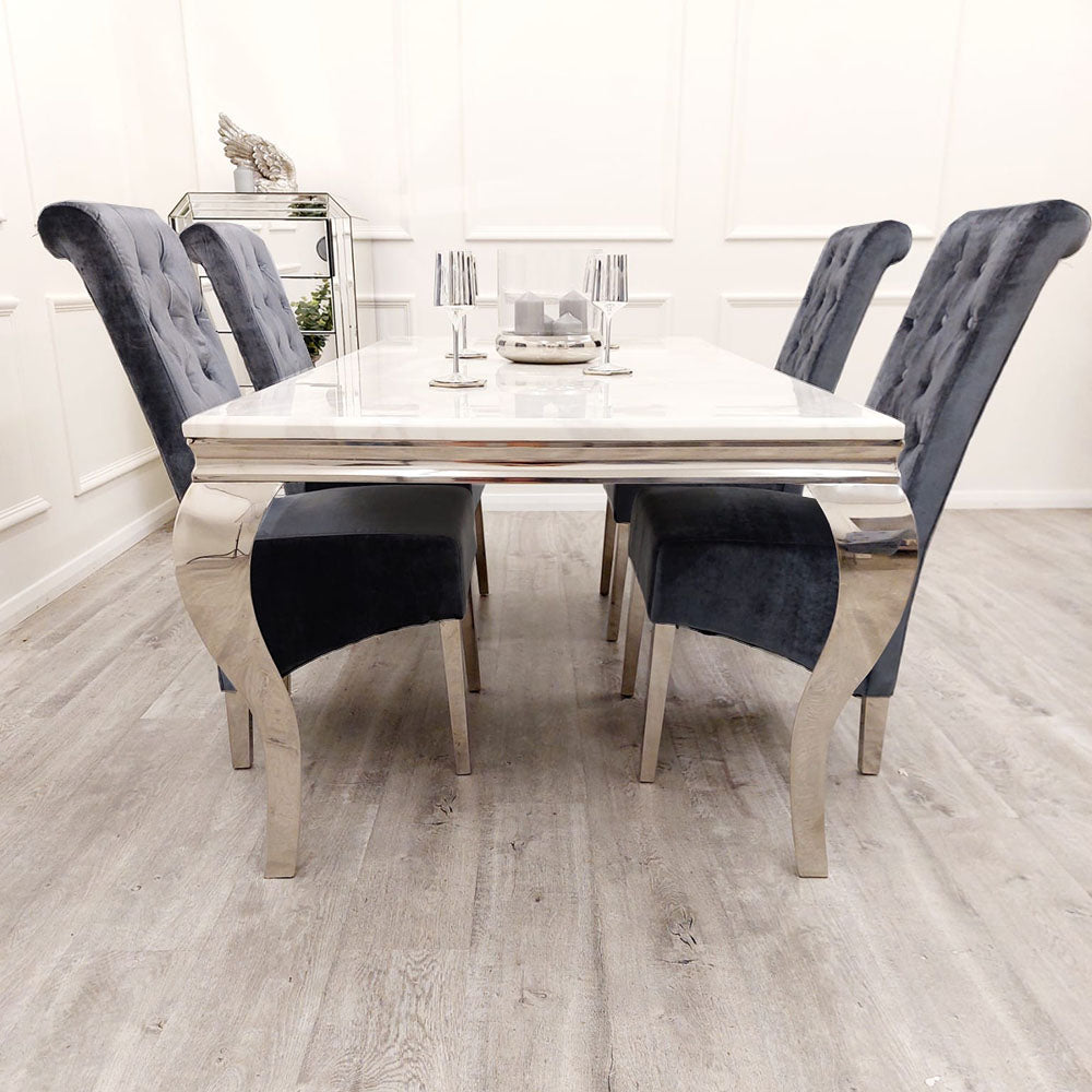 Louis 1.5 Dining Table with 4 Emma Shimmer Chairs