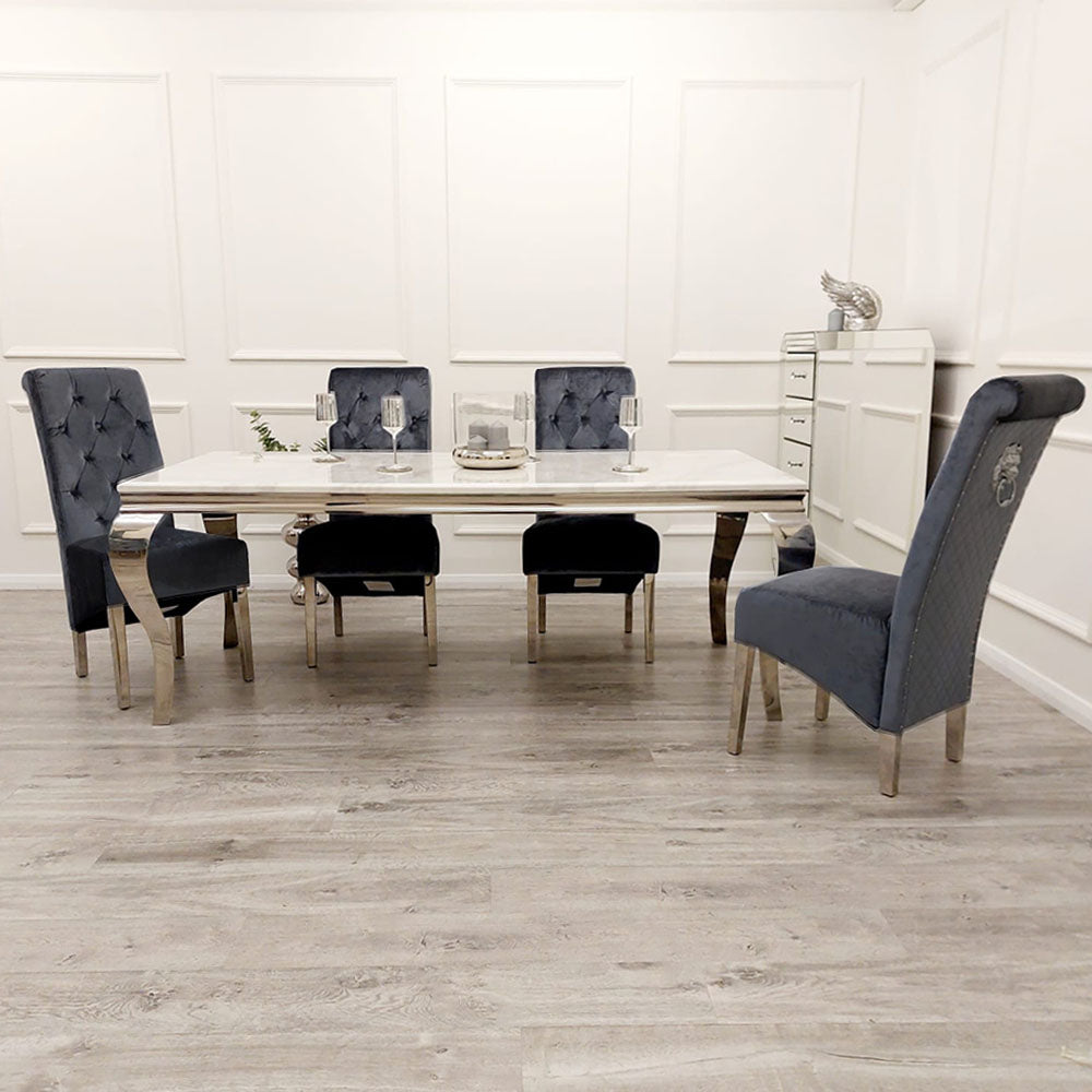 Louis 1.5 Dining Table with 4 Emma Shimmer Chairs