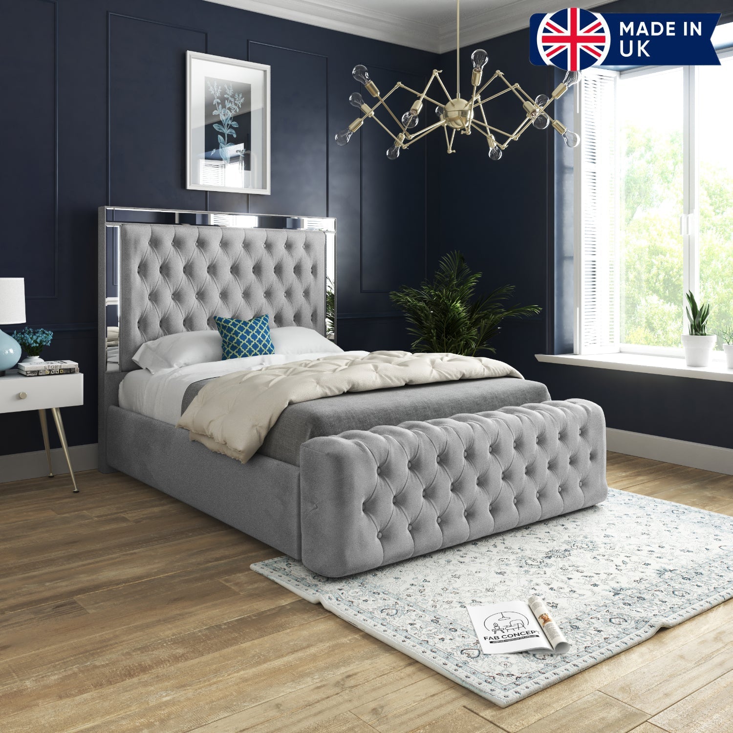 Marino Mirror Upholstered Soft Velvet Bed Frame
