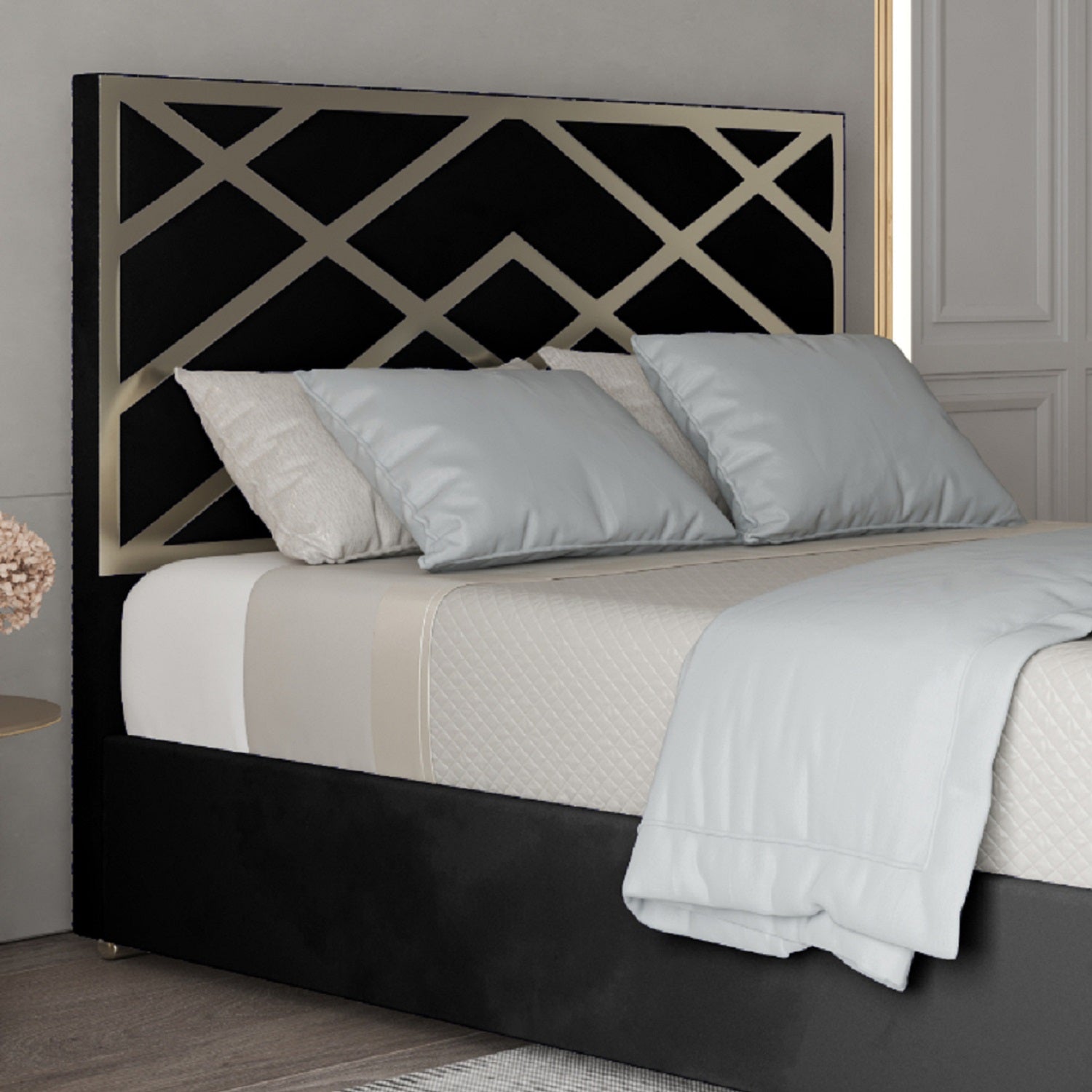 Mayfair Upholstered Soft Velvet Metal Bed Frame