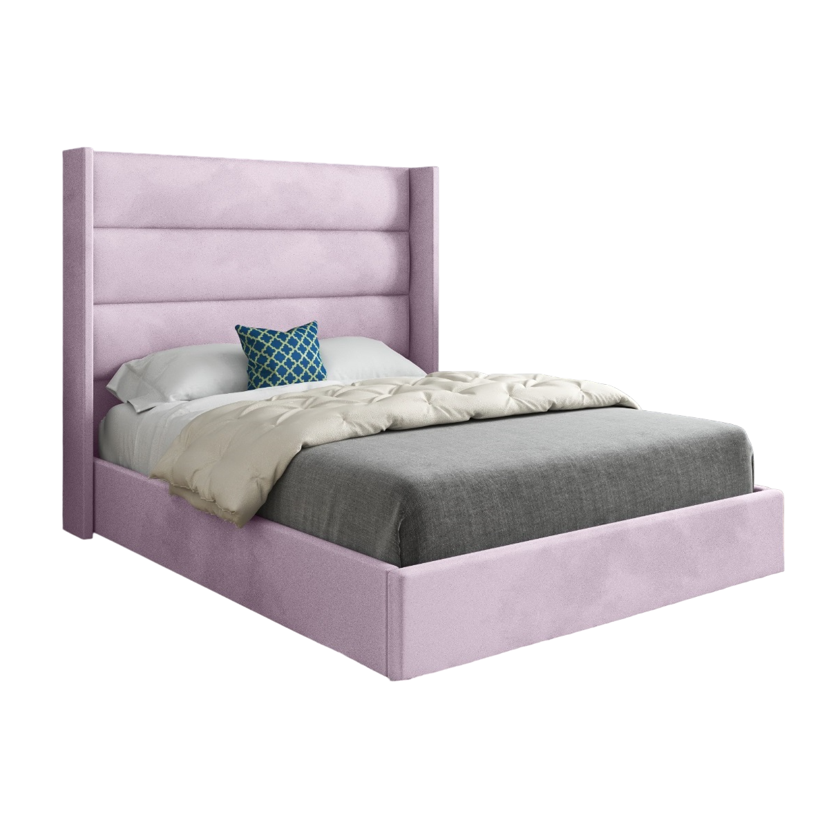 Nuno Straight Winged Upholstered Soft Velvet Bed Frame