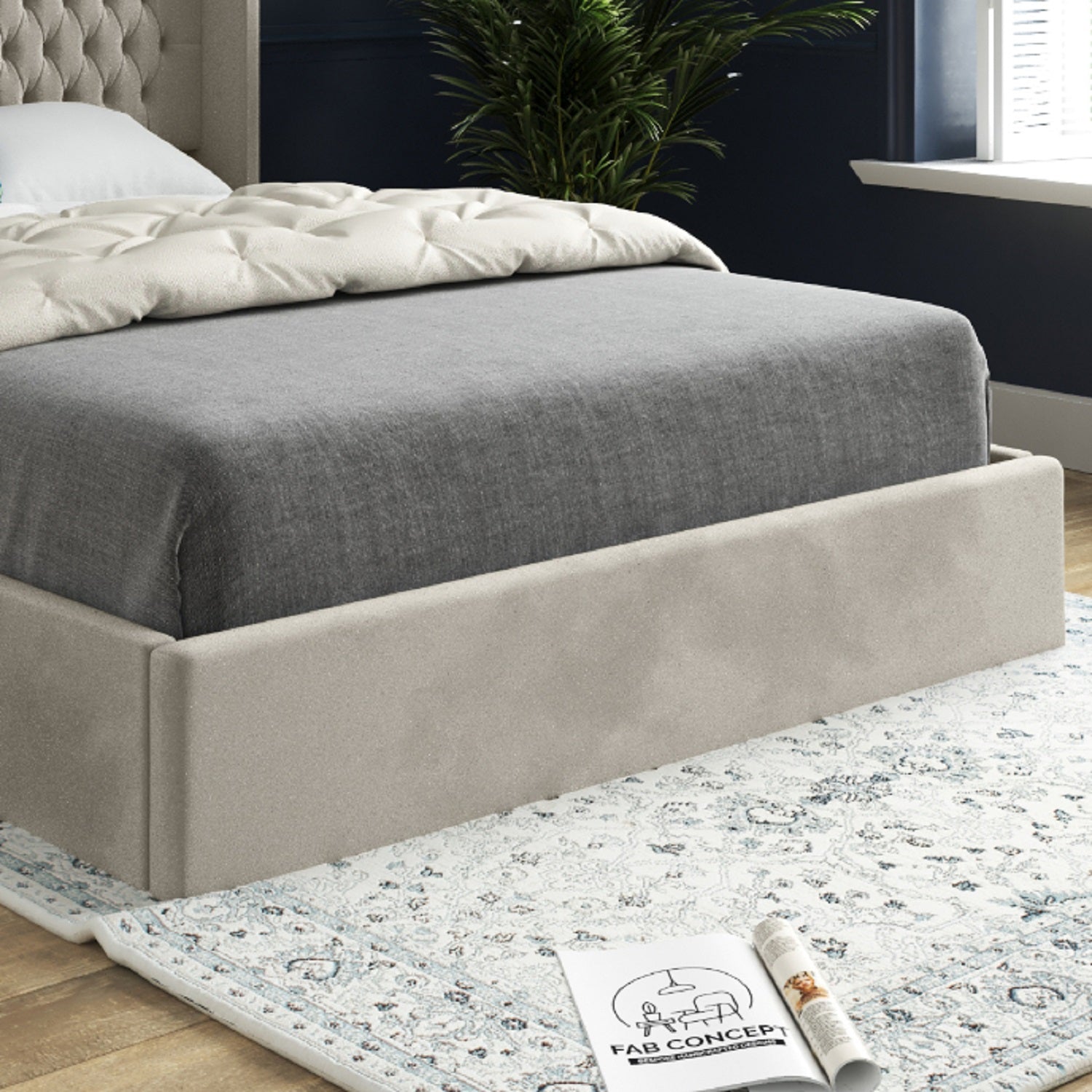 Rana Curved Top Winged Upholstered Soft Velvet Bed Frame