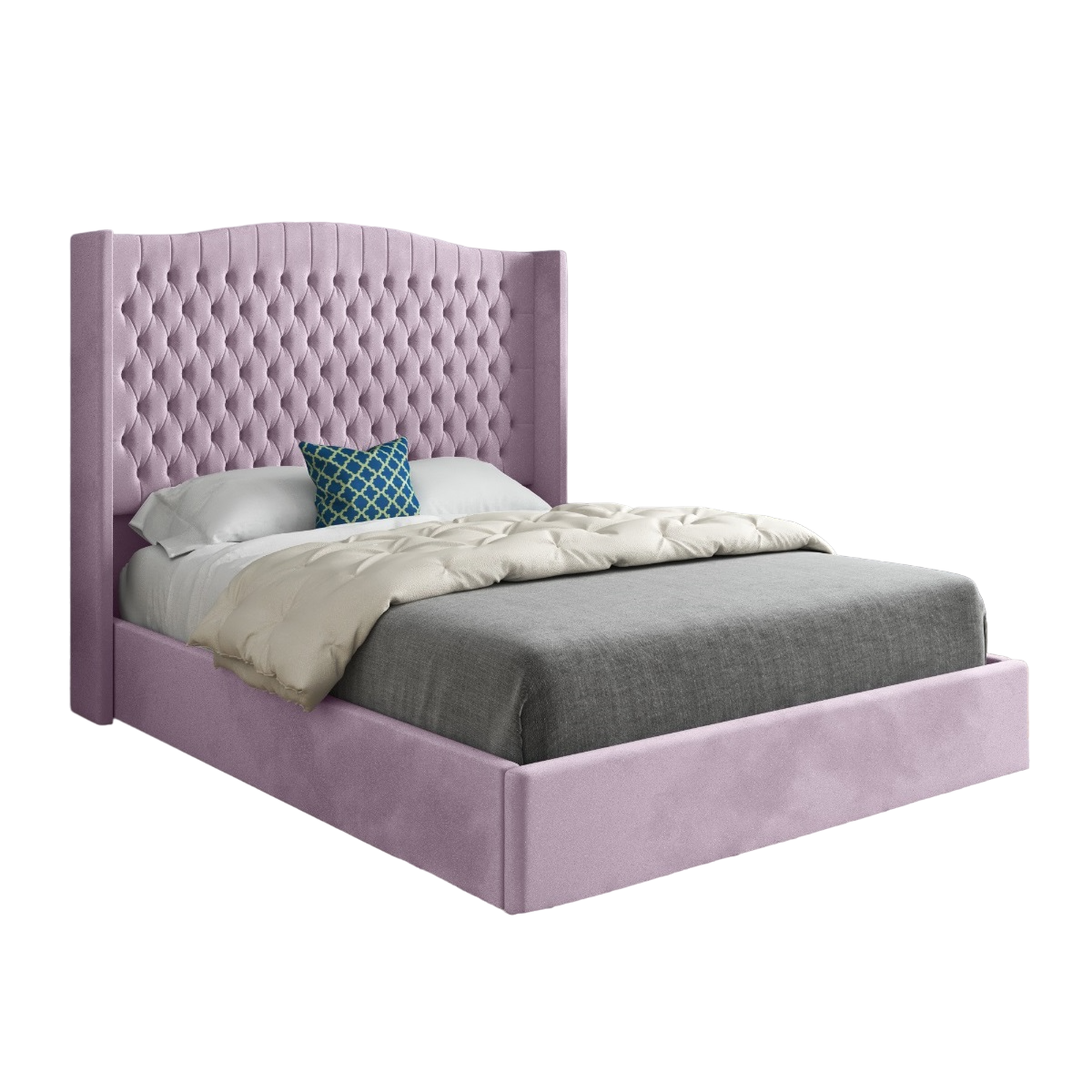 Rana Curved Top Winged Upholstered Soft Velvet Bed Frame