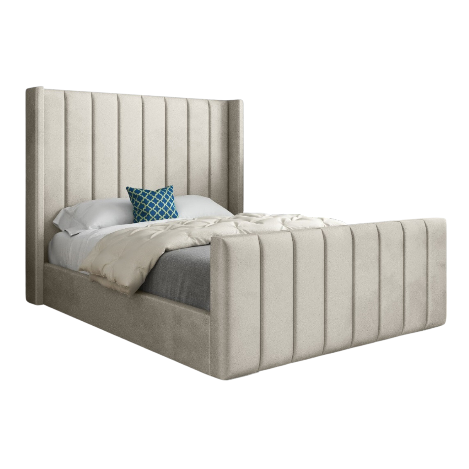 Romano Straight Winged Upholstered Soft Velvet Bed Frame