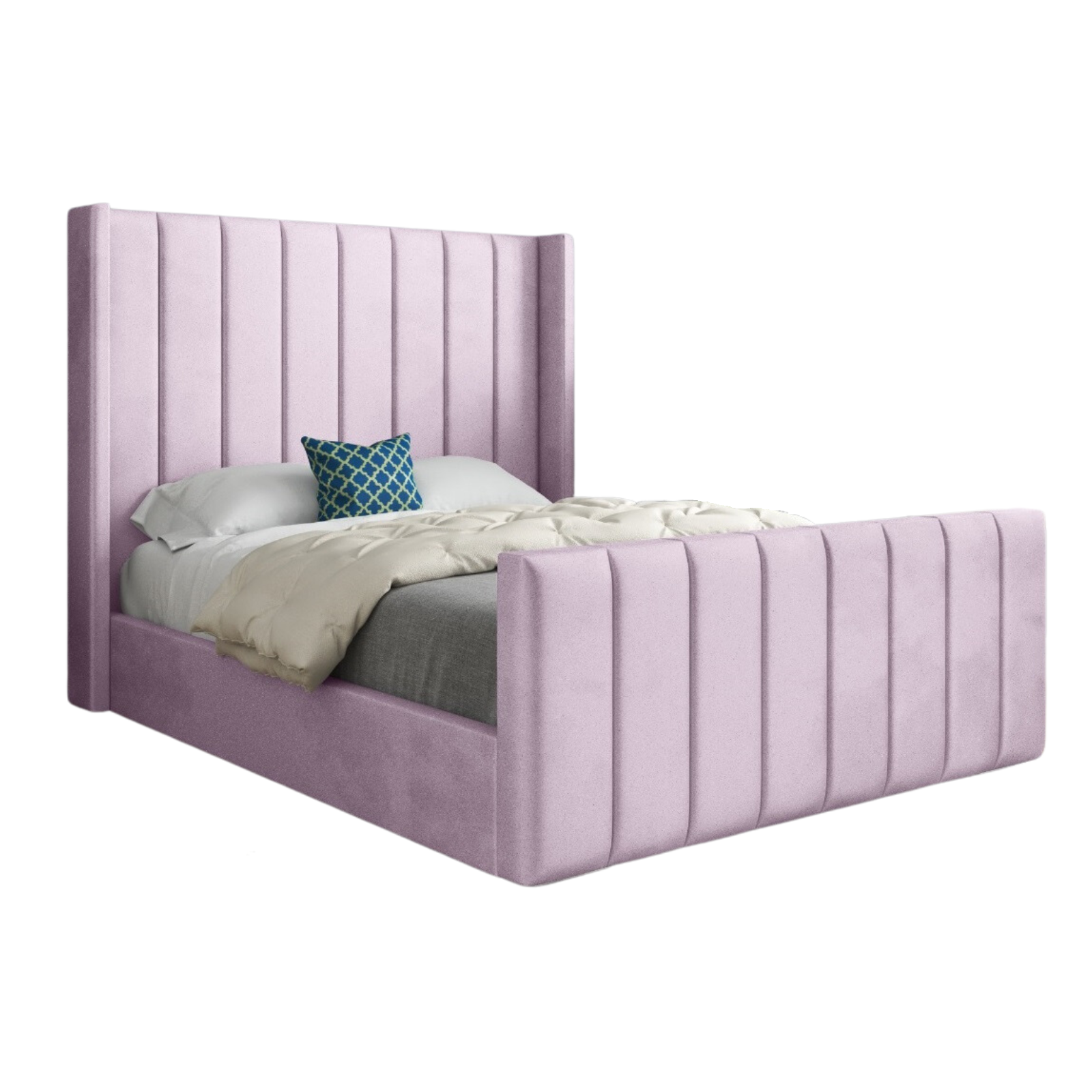 Romano Straight Winged Upholstered Soft Velvet Bed Frame