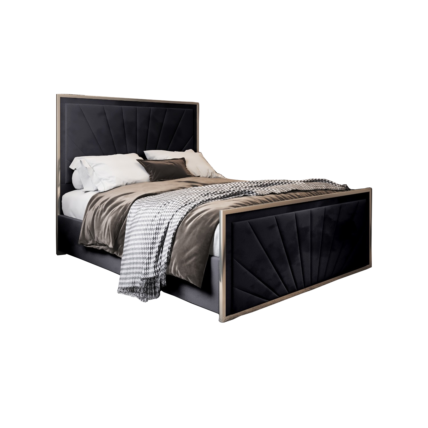 Roxy Upholstered Soft Velvet Metal Bed Frame