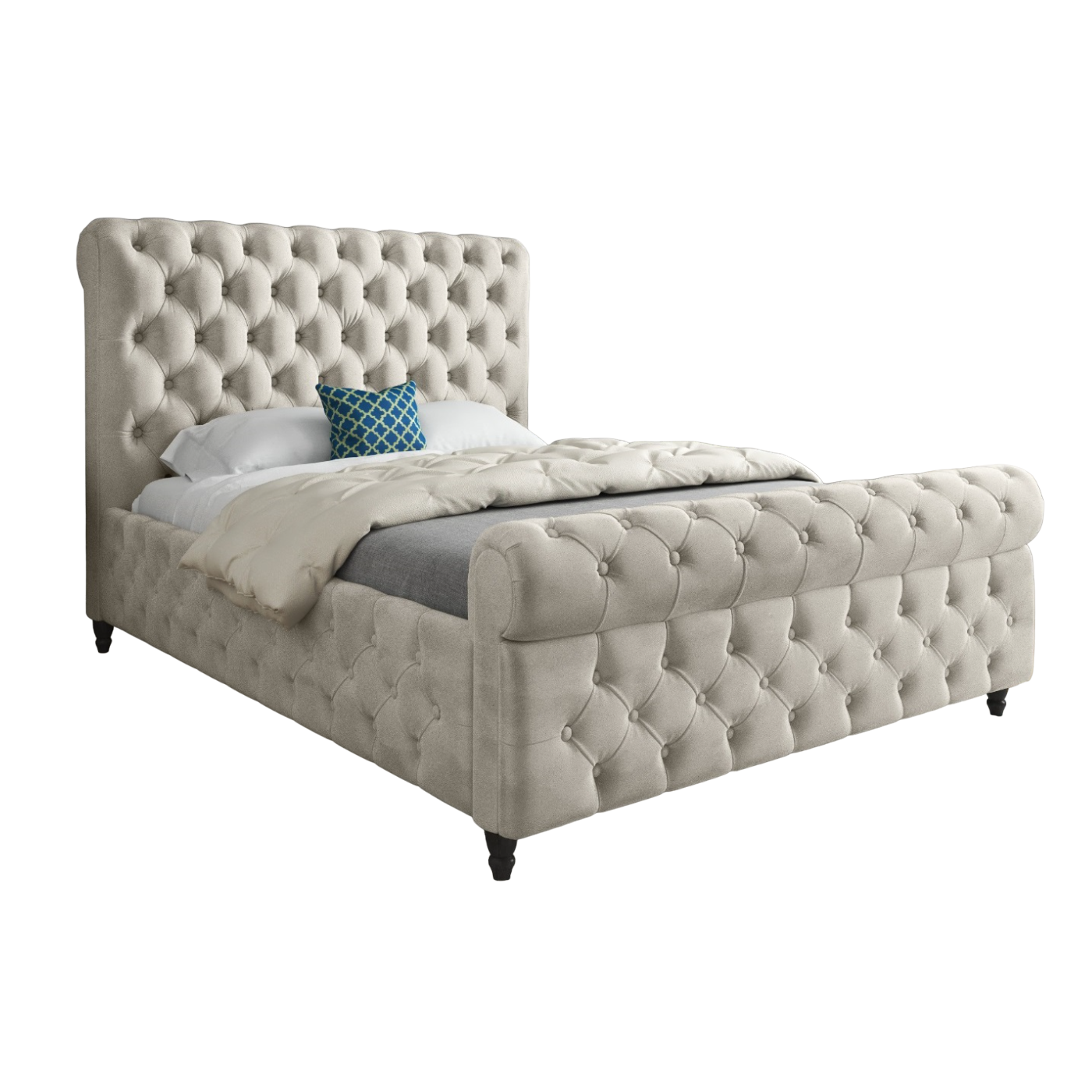 Savana Sleigh Upholstered Soft Velvet Bed Frame