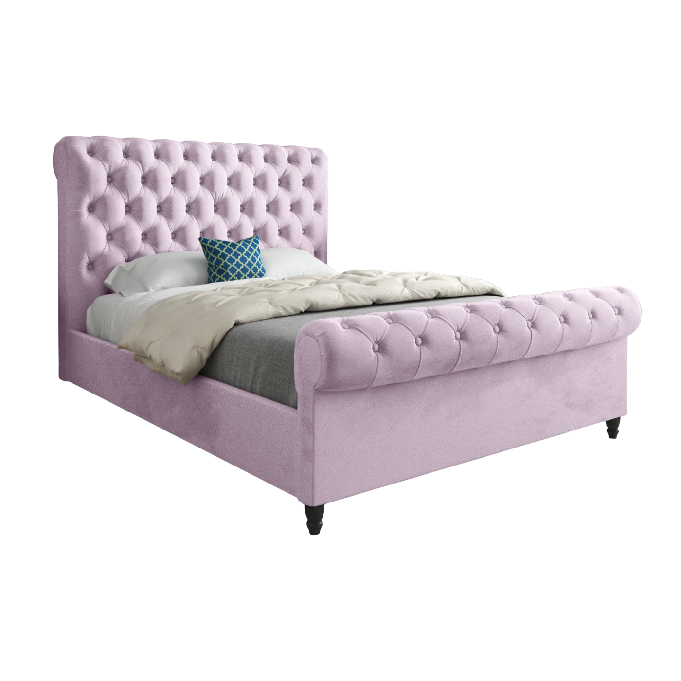 Sienna Sleigh Upholstered Soft Velvet Bed Frame