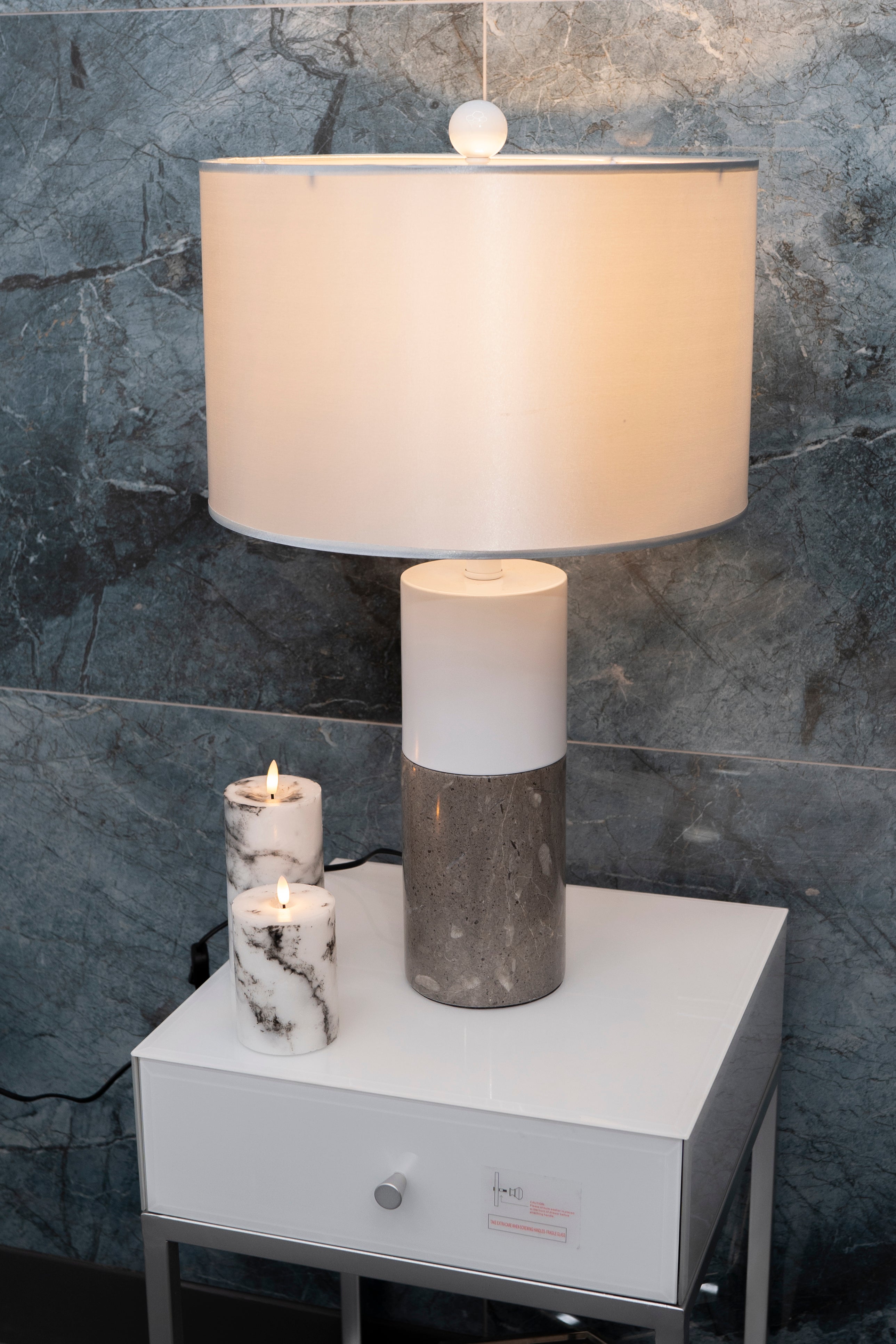 Paris White & Grey Table Lamp