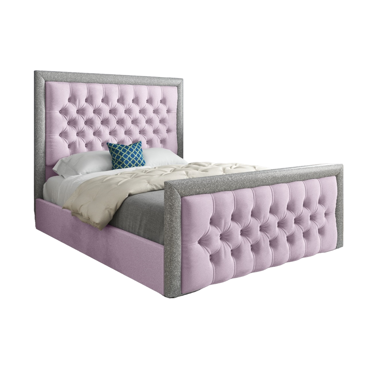 Venice Glitter Border Upholstered Soft Velvet Bed Frame