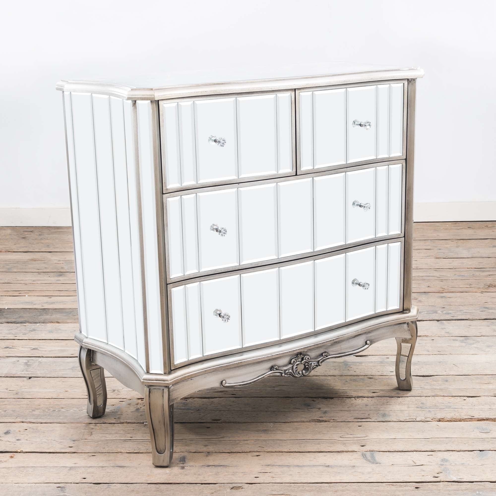Annabelle Mirrored Chest of Drawers - Antique Silver