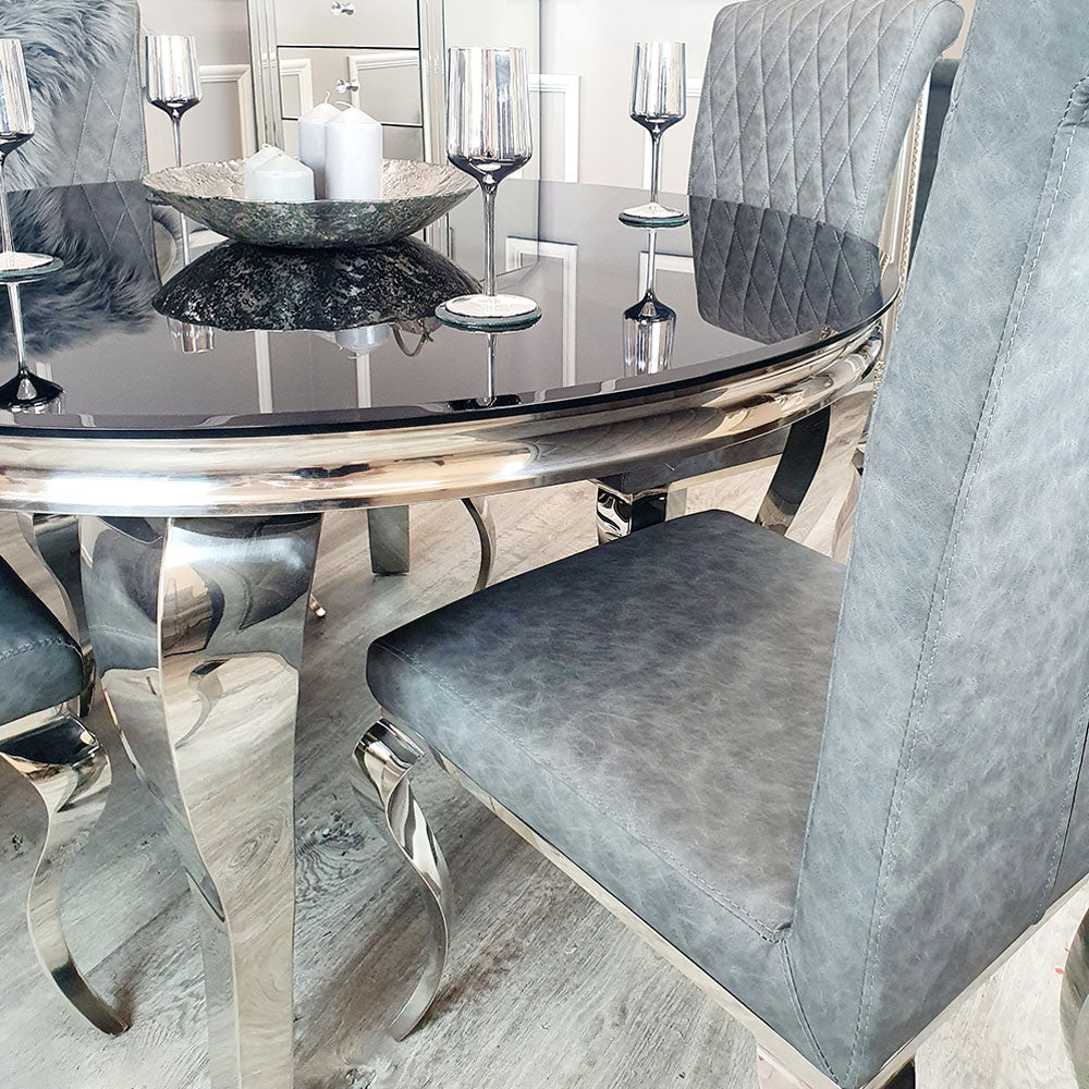 Louis Dining Table in Chrome - ALL SIZES