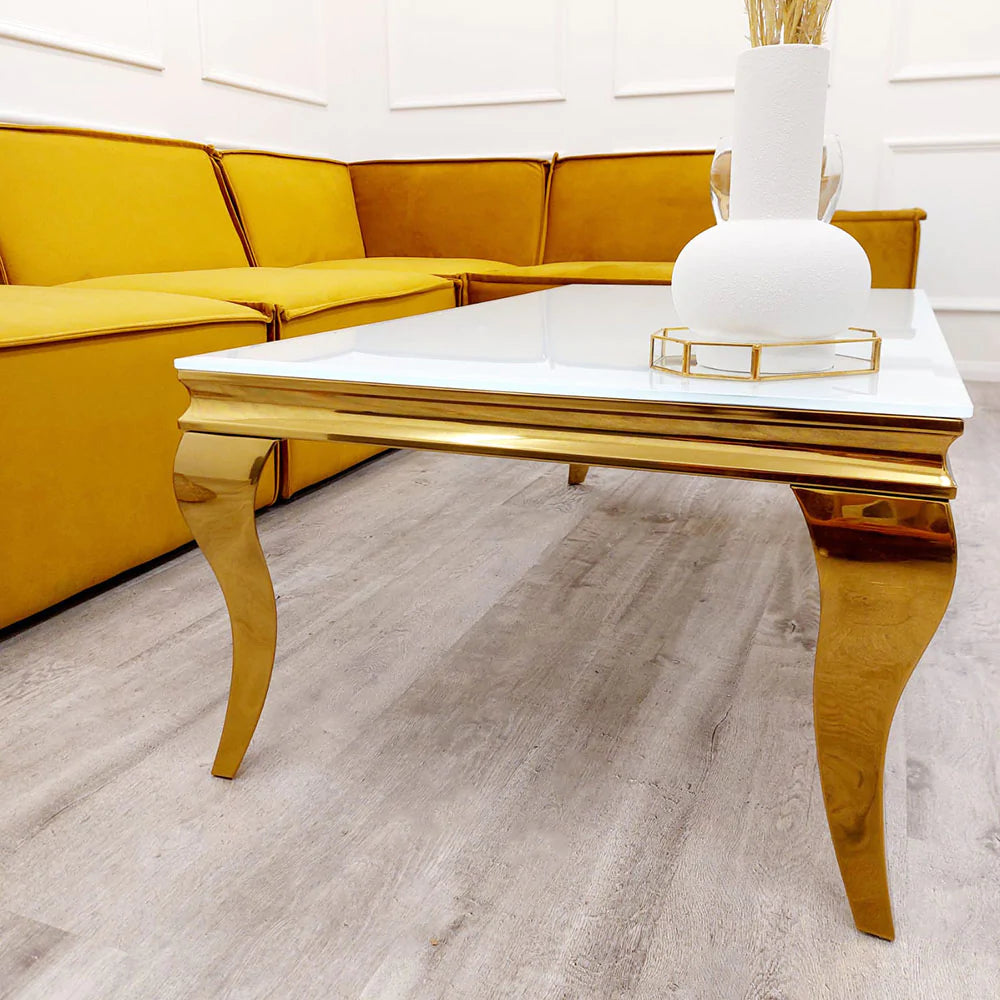 Dubai Coffee Table Gold with Glass Top