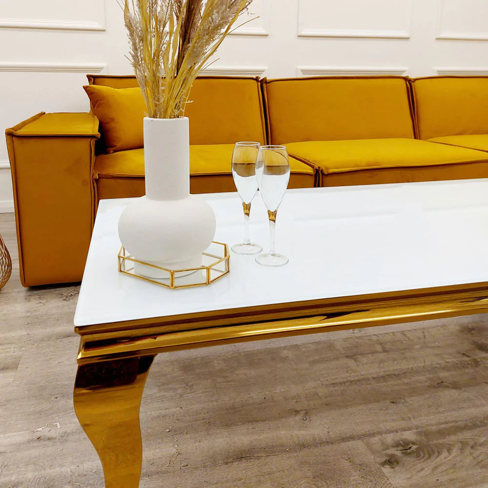 Dubai Coffee Table Gold with Glass Top